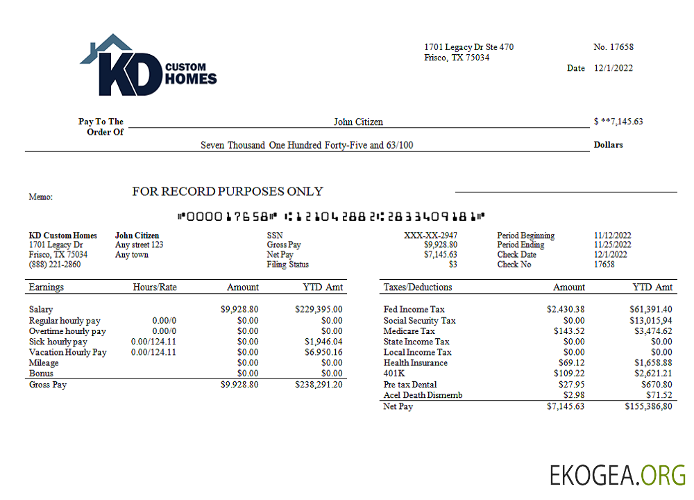 Fiche d'employé d'une entreprise de construction américaine